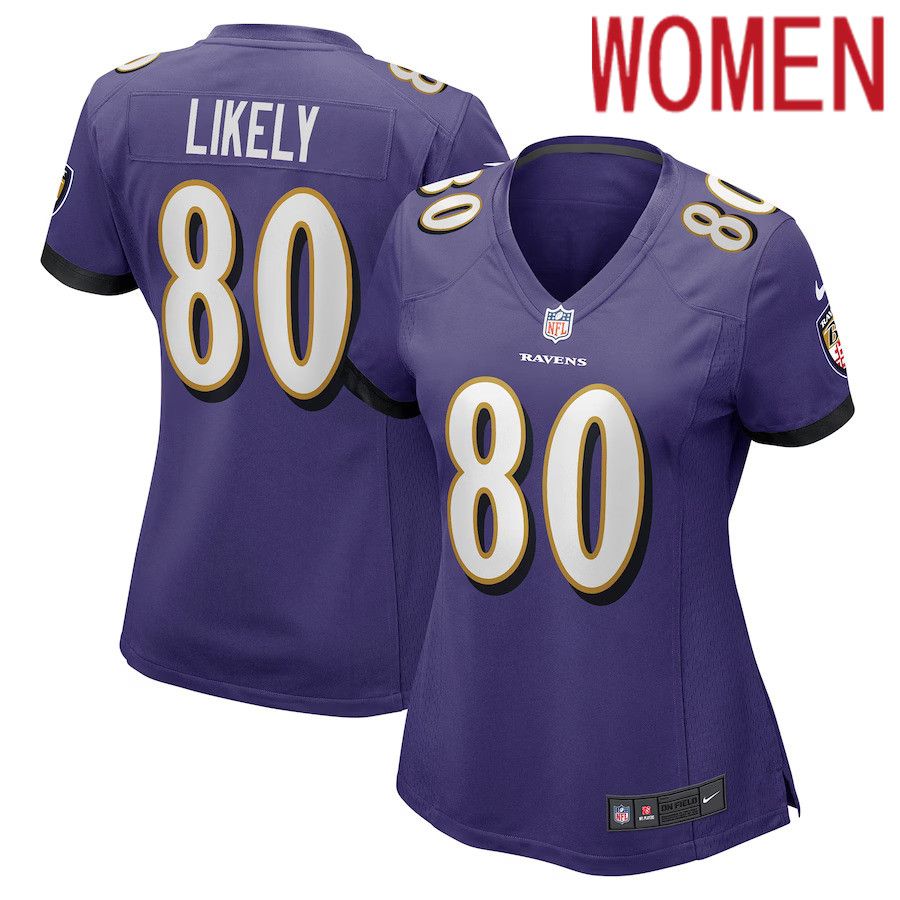 Women Baltimore Ravens 80 Isaiah Likely Nike Purple Player Game NFL Jersey